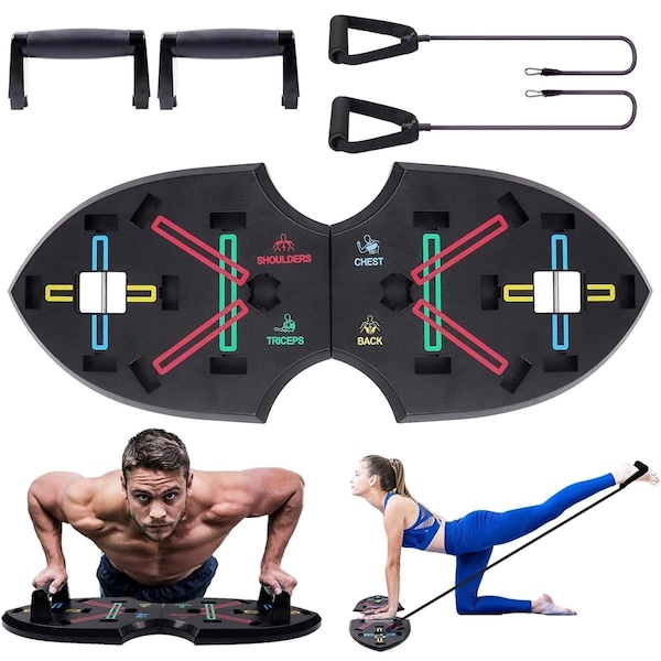 Zunammy Ztech 12-in-1 Push Up Rack Board Fitness System with Resistance Bands, Multi Color ZU626503 - main